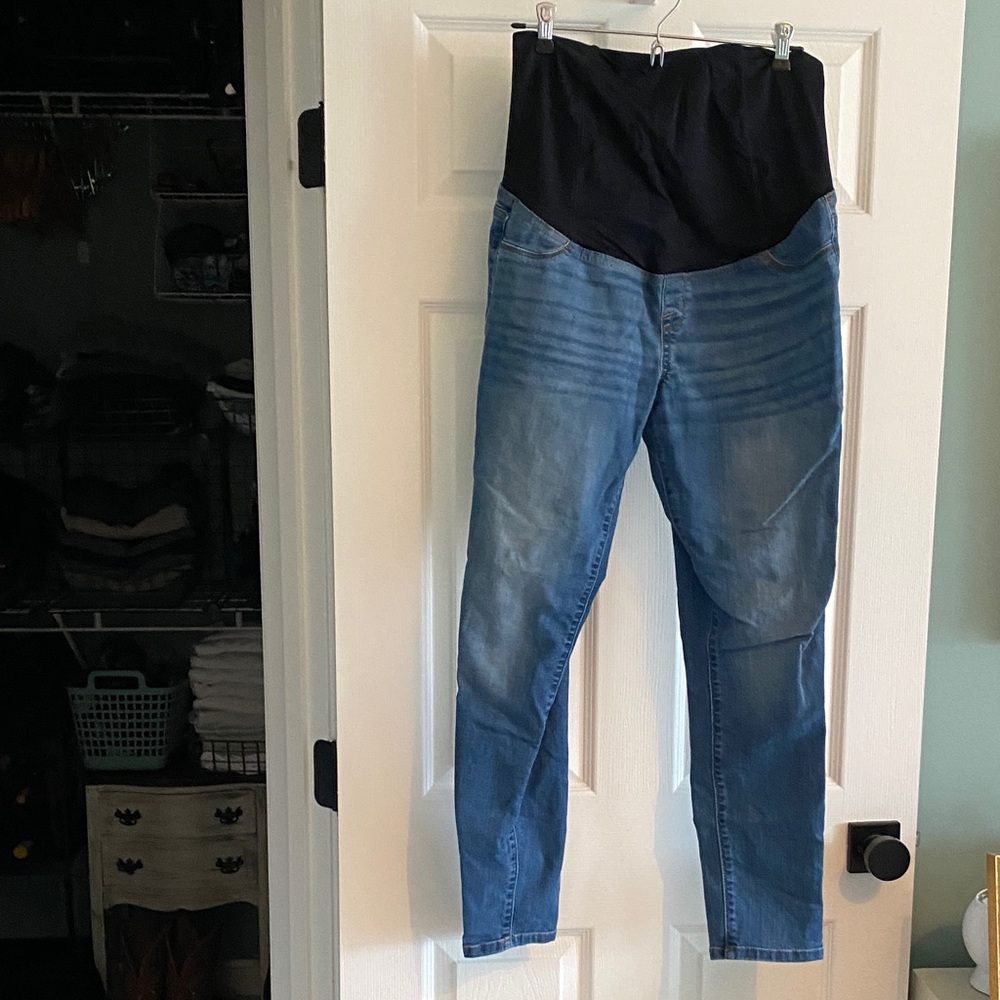 Isabel Maternity by Ingrid & Isabel Blue Skinny Jeans with Black Panel